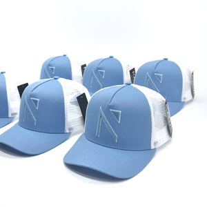 The Sky Blue and White Signature ‘N’ Two Tone Trucker Cap