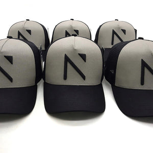 The Grey and Black Signature ‘N’ Two Tone Trucker Cap