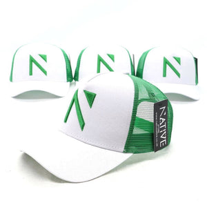 The White and Green Signature 'N' Two Tone Trucker Cap