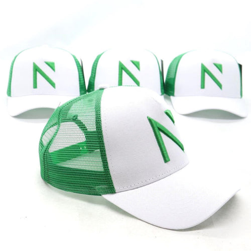 The White and Green Signature 'N' Two Tone Trucker Cap