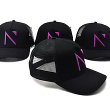 The Black and Purple Signature 'N' Mesh Trucker Cap