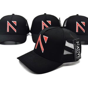 The Black and Red Signature ‘N’ Mesh Trucker Cap