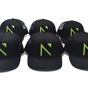 The Black and Neon Green Signature 'N' Mesh Trucker Cap