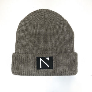 The Oat-Grey Ribbed Signature N Beanie
