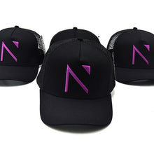 The Black and Purple Signature 'N' Mesh Trucker Cap