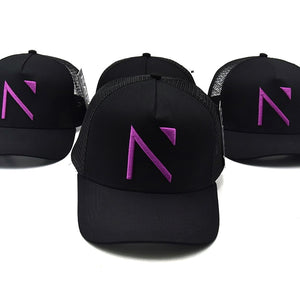 The Black and Purple Signature 'N' Mesh Trucker Cap