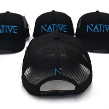 The Black and Blue Native Mesh Trucker cap
