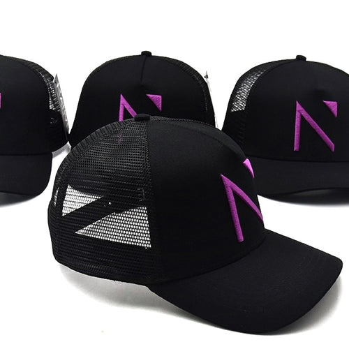 The Black and Purple Signature 'N' Mesh Trucker Cap