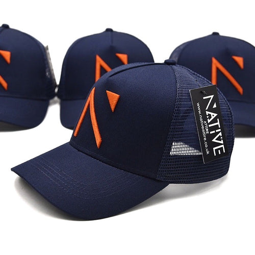 The Navy and Orange Signature ‘N’ Mesh Trucker Cap