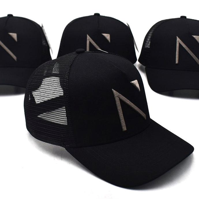 The black and Grey Signature ‘N’ Mesh Trucker Cap