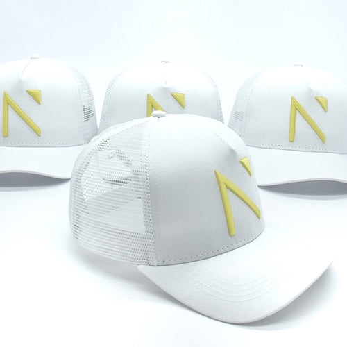 The White and Yellow Signature 'N' Mesh Trucker Cap